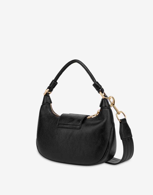 Sac hobo avec plaque logo Noir Love Moschino 1