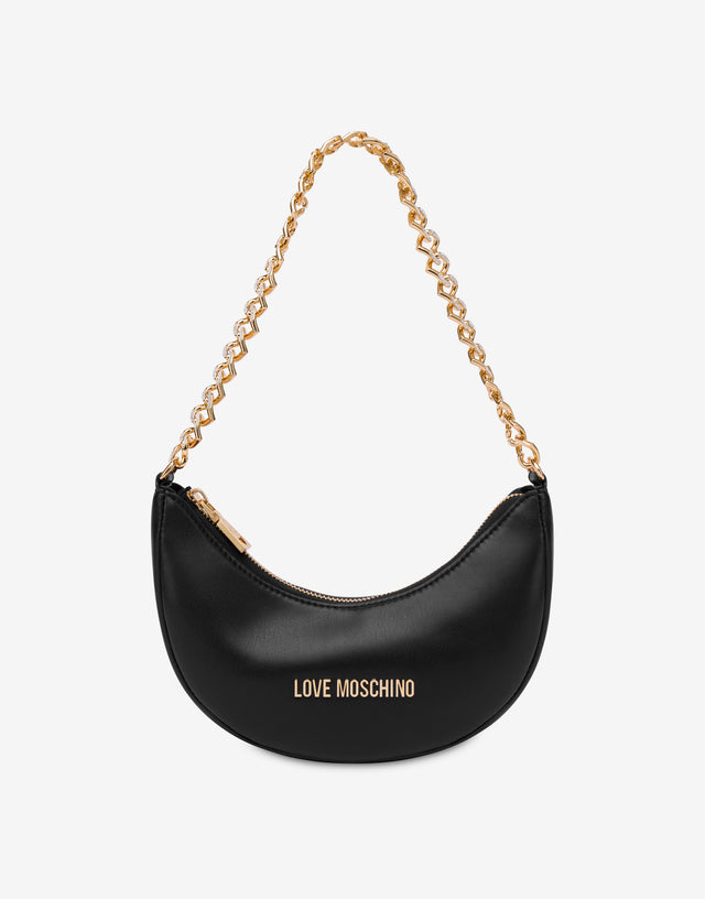 Shoulder bag with chain and hearts Black Love Moschino 0