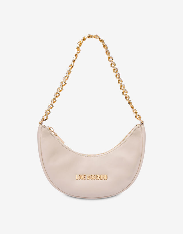 Shoulder bag with chain and hearts Ivory Love Moschino 0