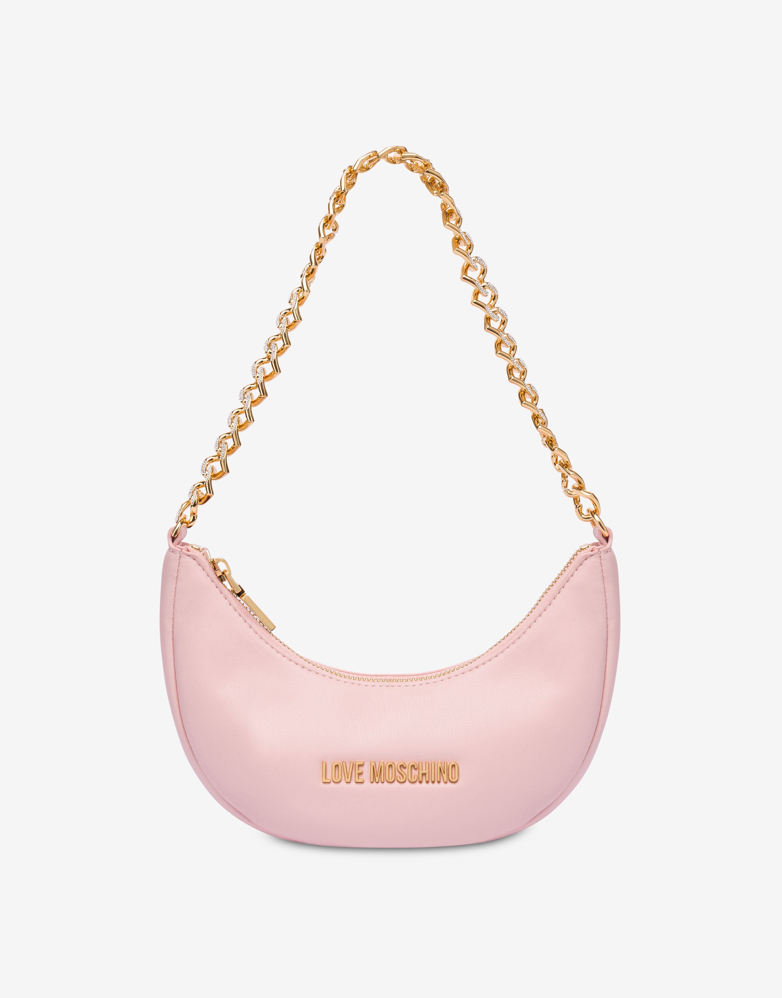 链条肩背包，饰有心形图案