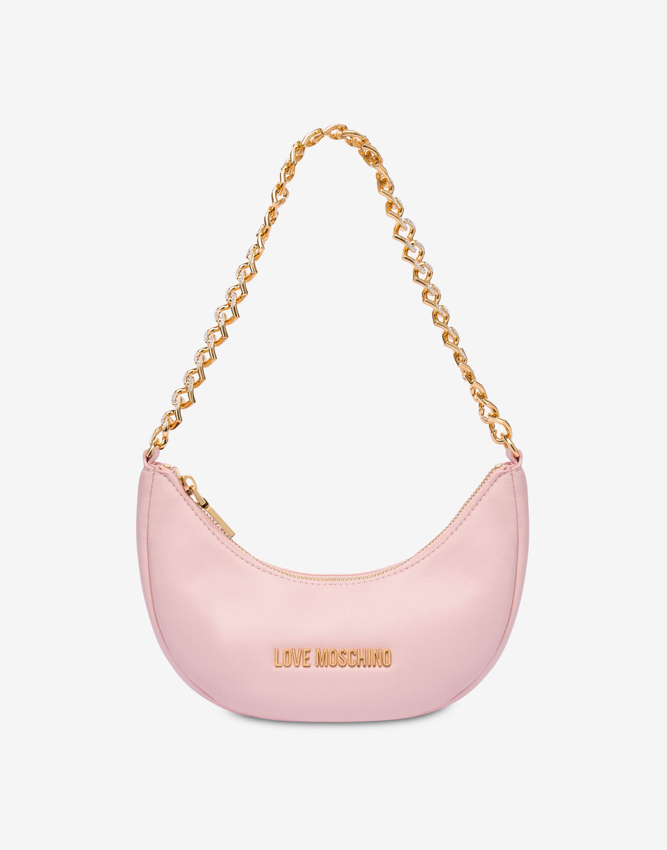 Shoulder bag with chain and hearts Rosa cipria Love Moschino 0