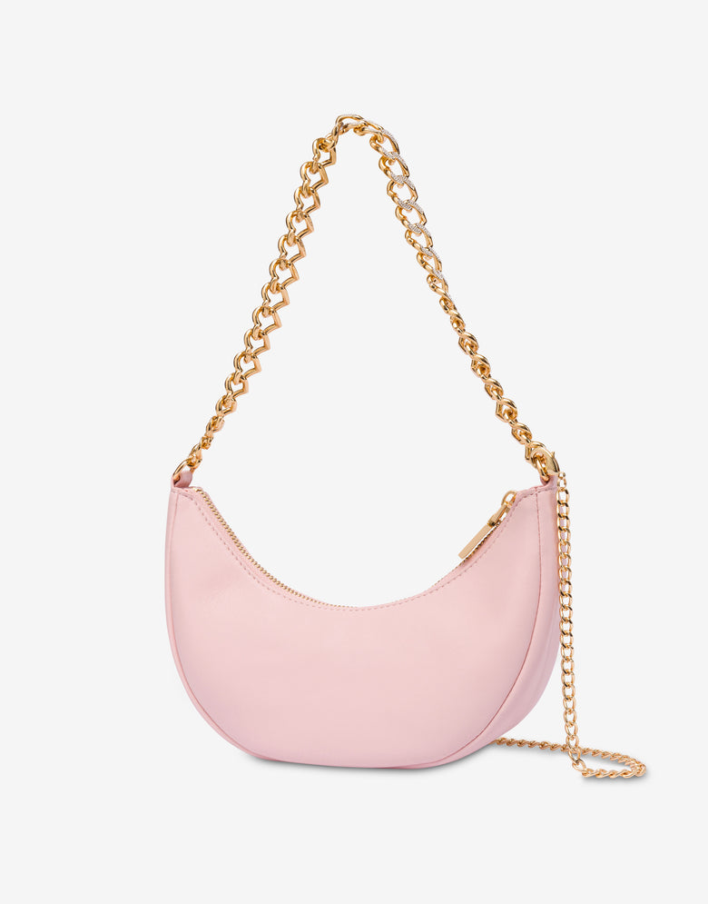 Shoulder bag with chain and hearts Rosa cipria Love Moschino 1