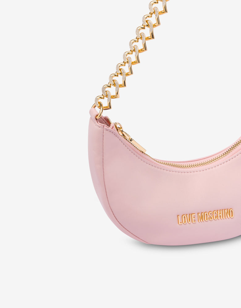 Shoulder bag with chain and hearts Rosa cipria Love Moschino 3
