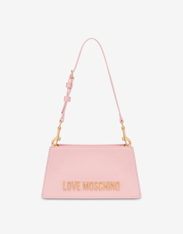 Borsa a spalla con logo Lettering Rosa cipria Love Moschino 0
