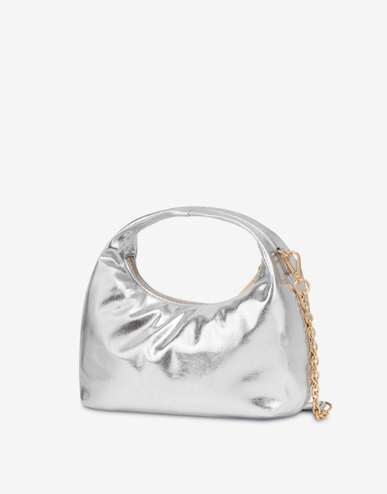 Laminated fabric handbag Silver Love Moschino 1