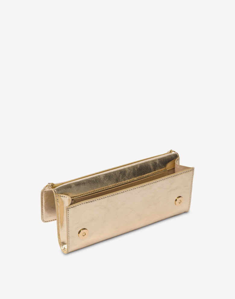 Laminated fabric clutch Gold Love Moschino 2