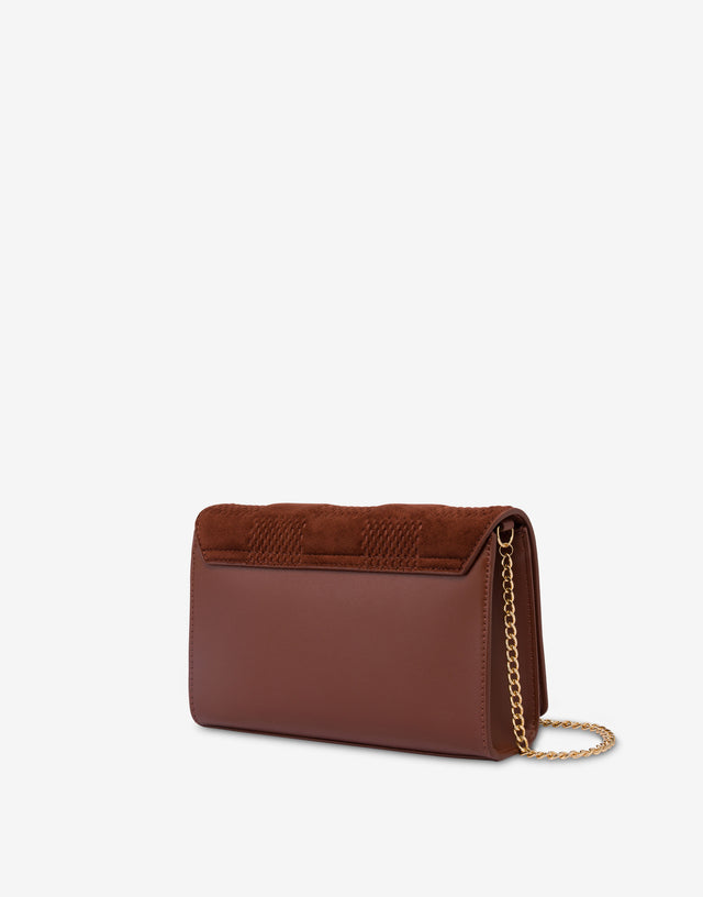 Soft fabric shoulder bag Brick red Love Moschino 1