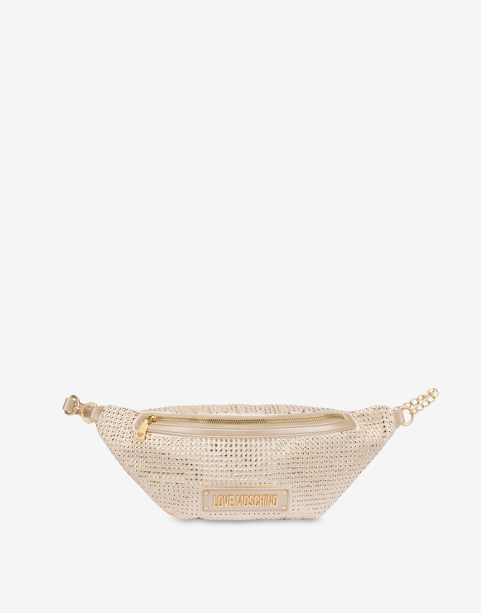 Marsupio con strass Sparkling Oro Love Moschino 0