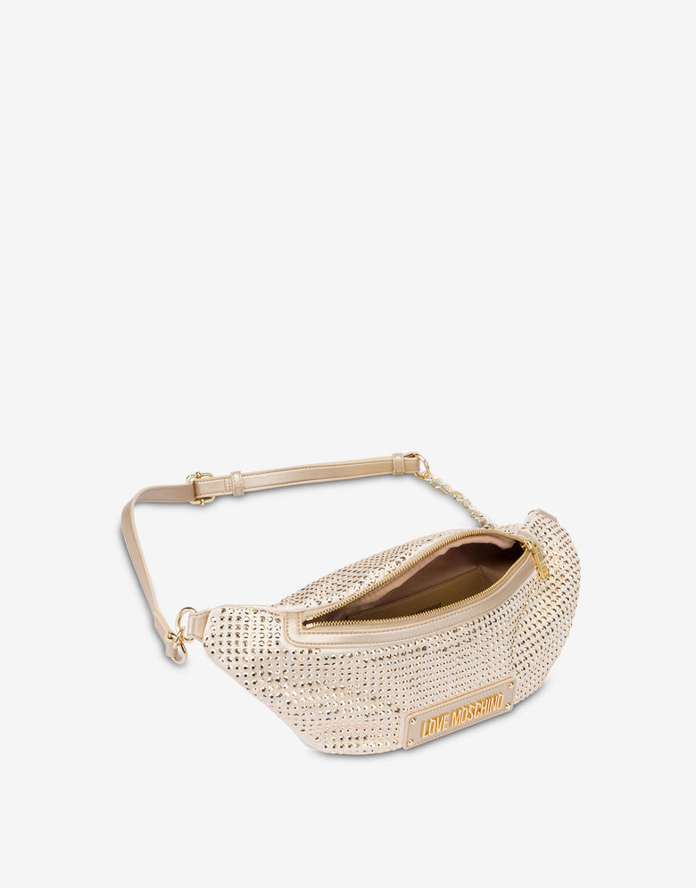 Marsupio con strass Sparkling Oro Love Moschino 2