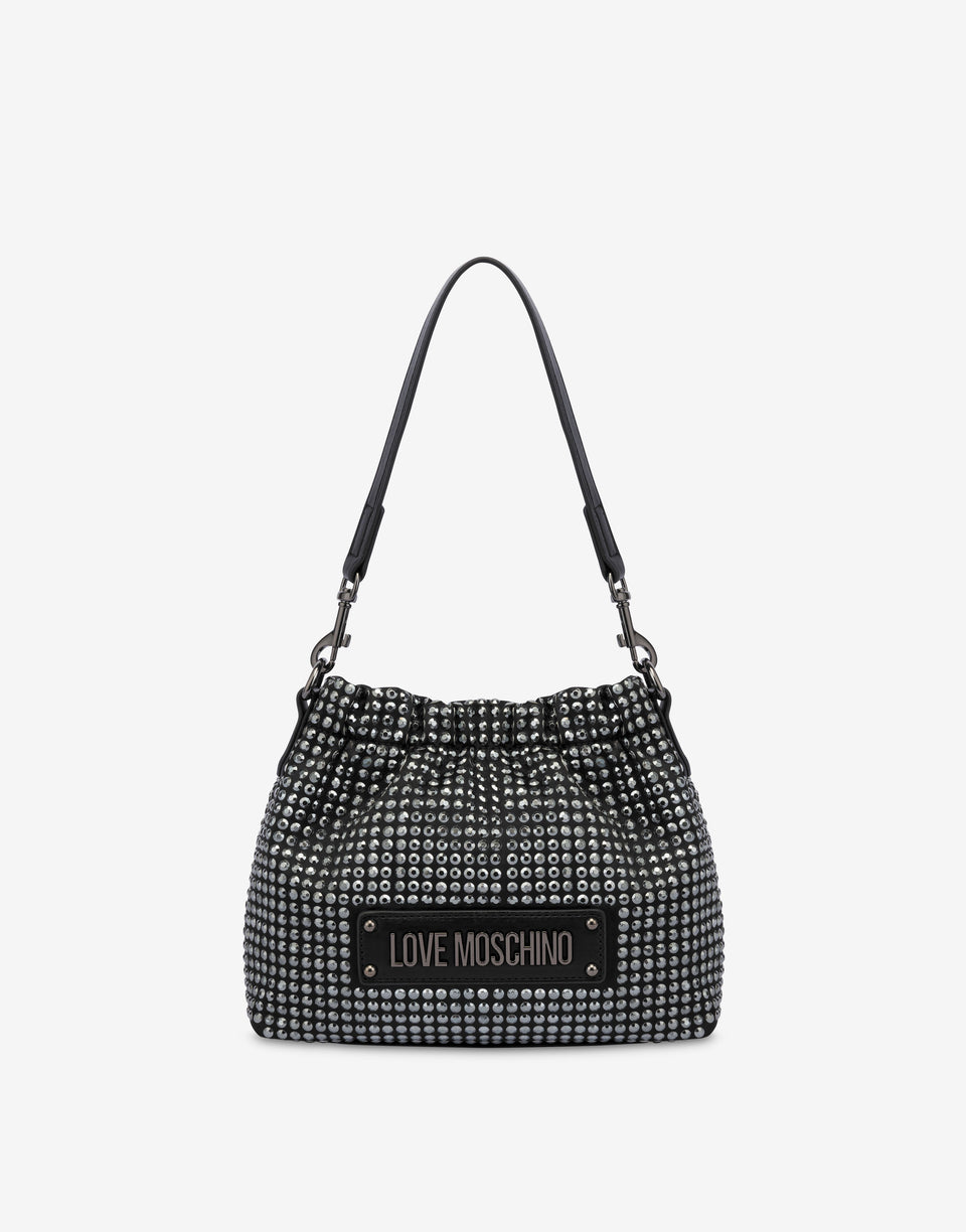 Bolso cubo con strass Sparkling Negro Love Moschino 0