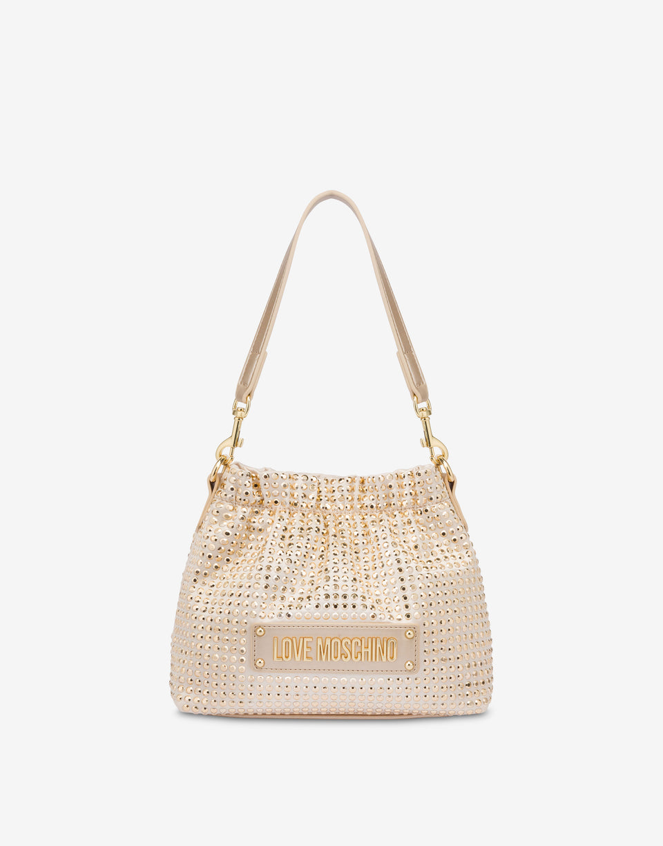 Sparkling studded bucket bag Gold Love Moschino 0
