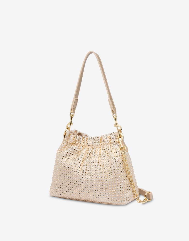 Sparkling studded bucket bag Gold Love Moschino 1