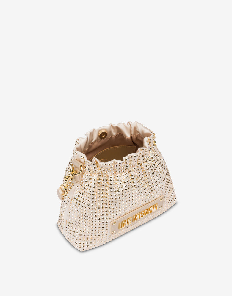 Sparkling studded bucket bag Gold Love Moschino 2
