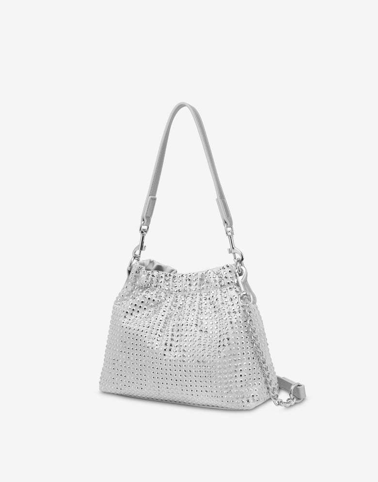 Sac seau avec strass Sparkling Argent Love Moschino 1