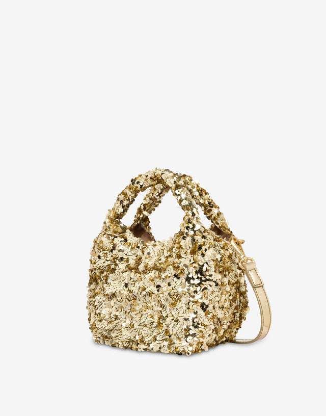 Decorated mini bag Gold Love Moschino 1