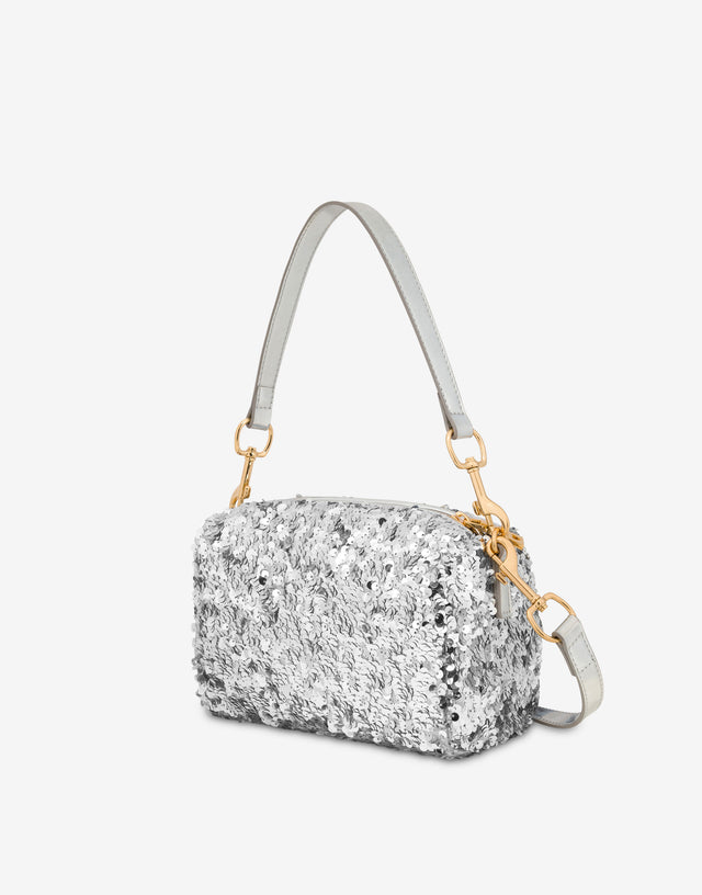 Decorated handbag Silver Love Moschino 1