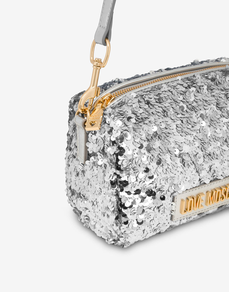 Decorated handbag Silver Love Moschino 3