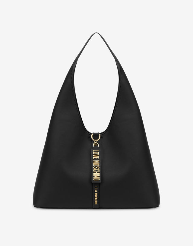 Soft hobo bag with logo charm Black Love Moschino 0
