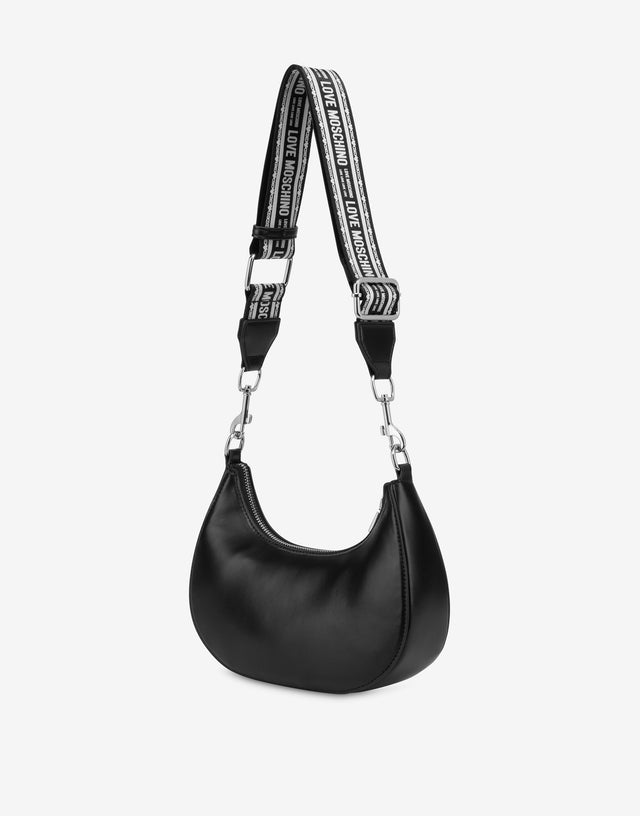 Hobo bag with logoed shoulder strap Black Love Moschino 1