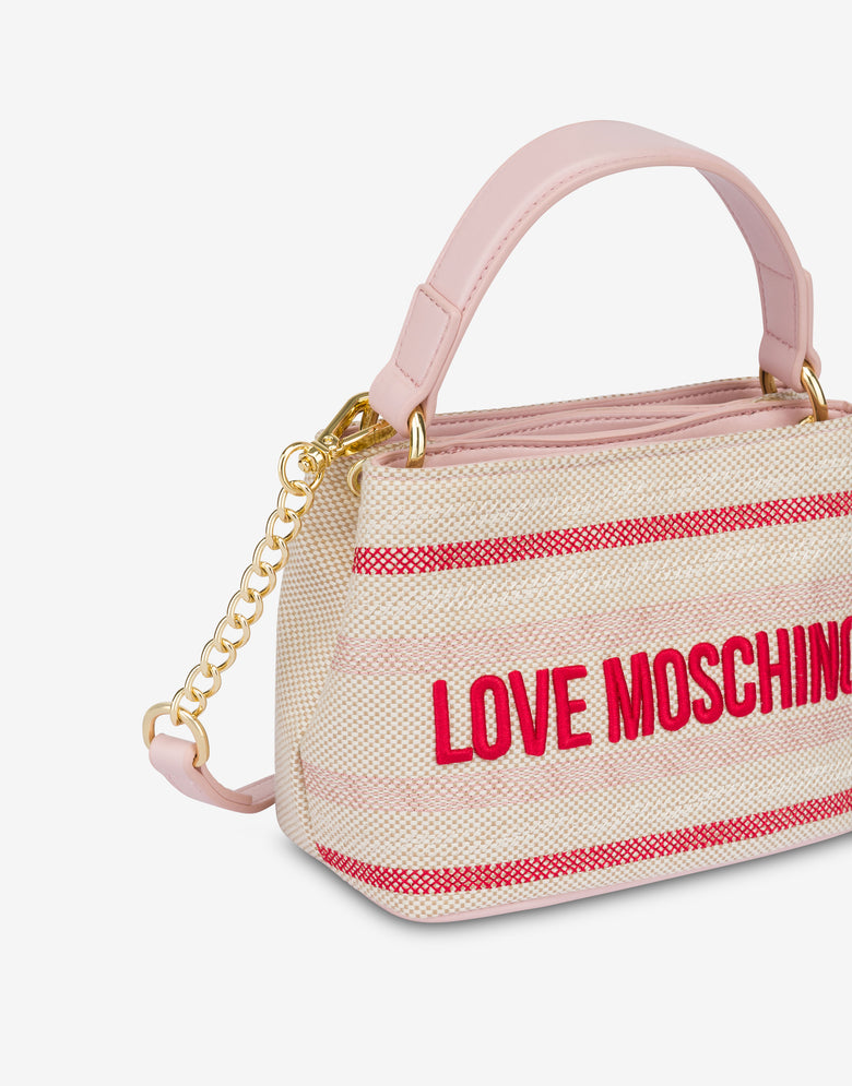 Mini sac à main en coton jacquard Rose Love Moschino 3