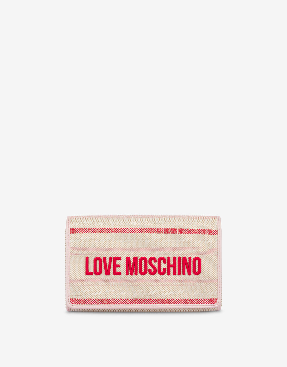Clutch in cotone jacquard Rosa Love Moschino 0
