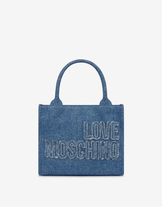 Shopper en denim avec patch logo Denim foncé Love Moschino 0