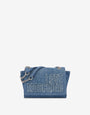 Shoulder bag in denim with patch logo