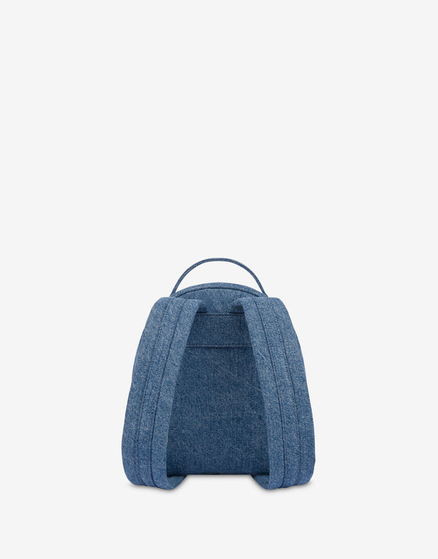 Backpack in denim with patch logo Dark denim Love Moschino 1
