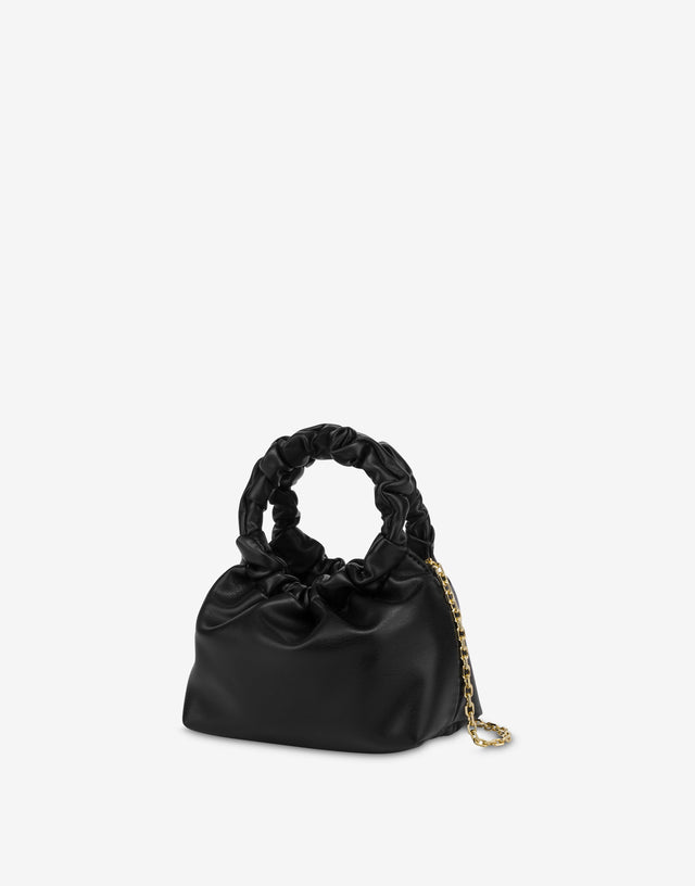 Petit sac avec anses froncées Noir Love Moschino 1
