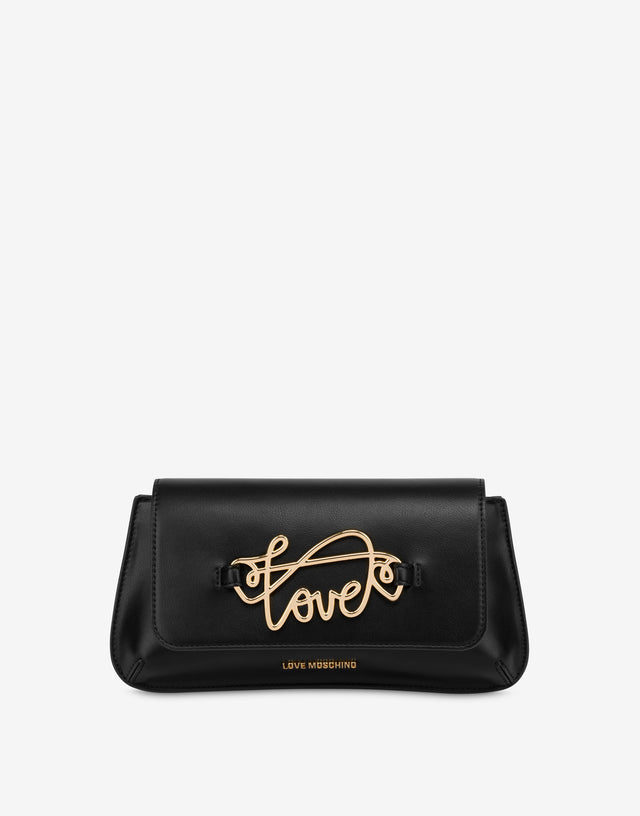 Clutch with cursive logo Black Love Moschino 0