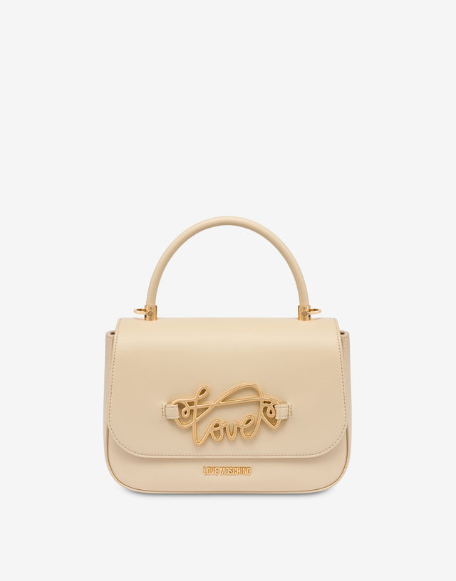 Sac à main avec logo en métal Avorio Love Moschino 0