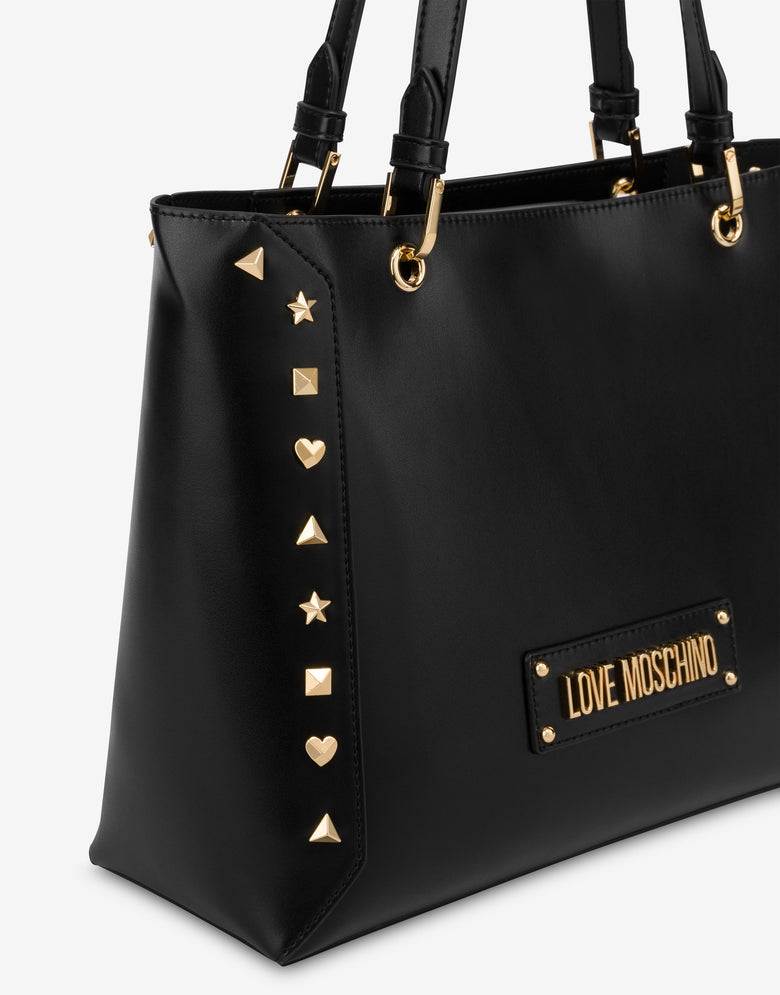 Shopper with studs Black Love Moschino 3