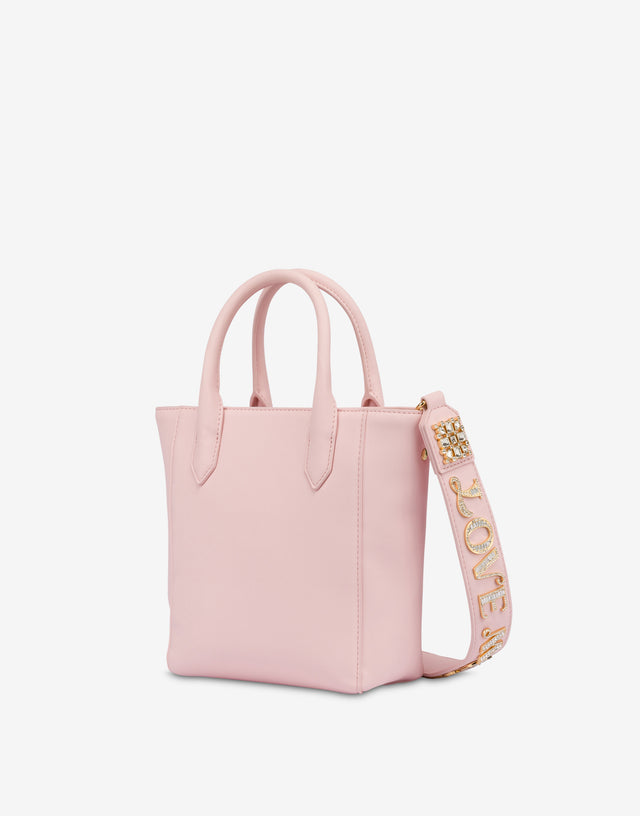 Small shopper with jewel decoration Confetti pink Love Moschino 1