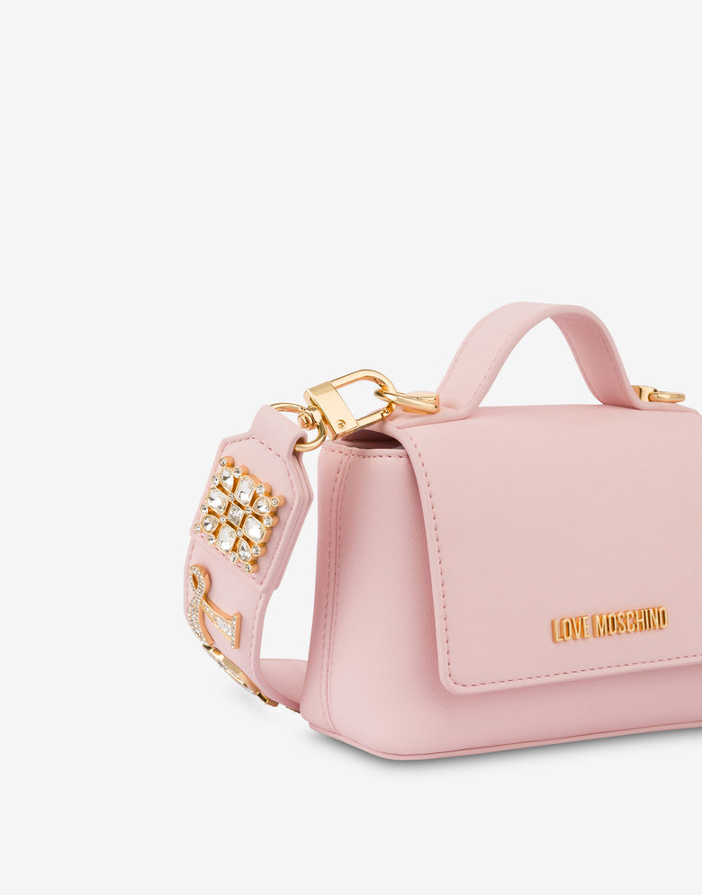 Piccola borsa a mano con decorazione gioiello Rosa Love Moschino 3