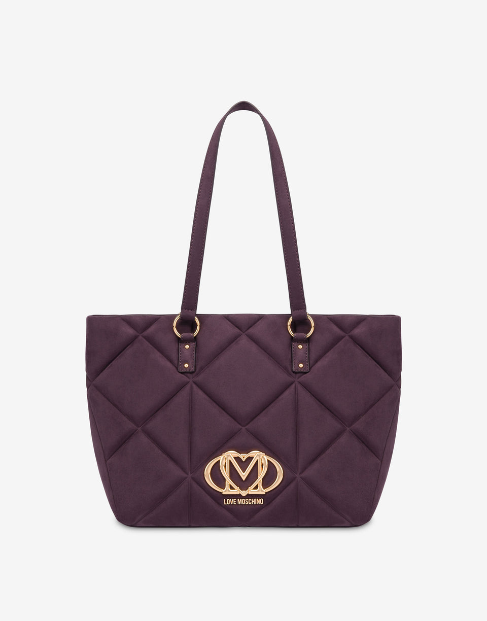 Quilted soft fabric shopper Purple Love Moschino 0