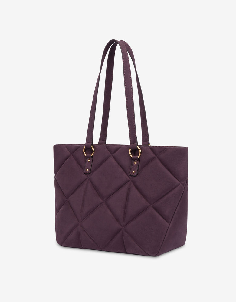 Quilted soft fabric shopper Purple Love Moschino 1