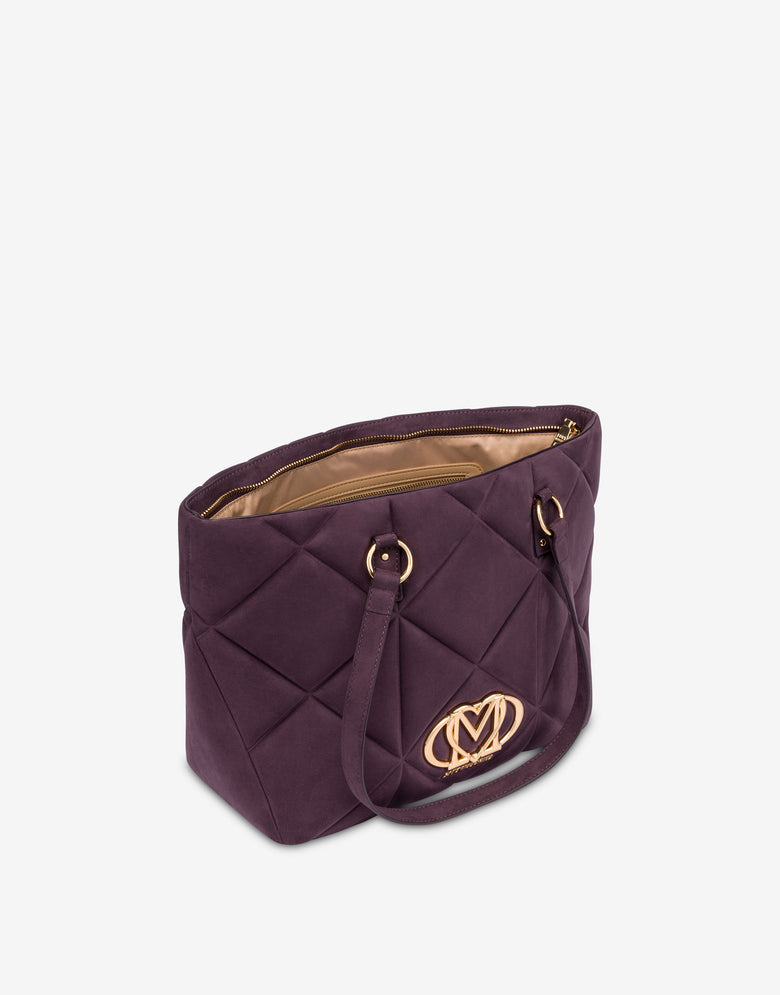 Quilted soft fabric shopper Purple Love Moschino 2