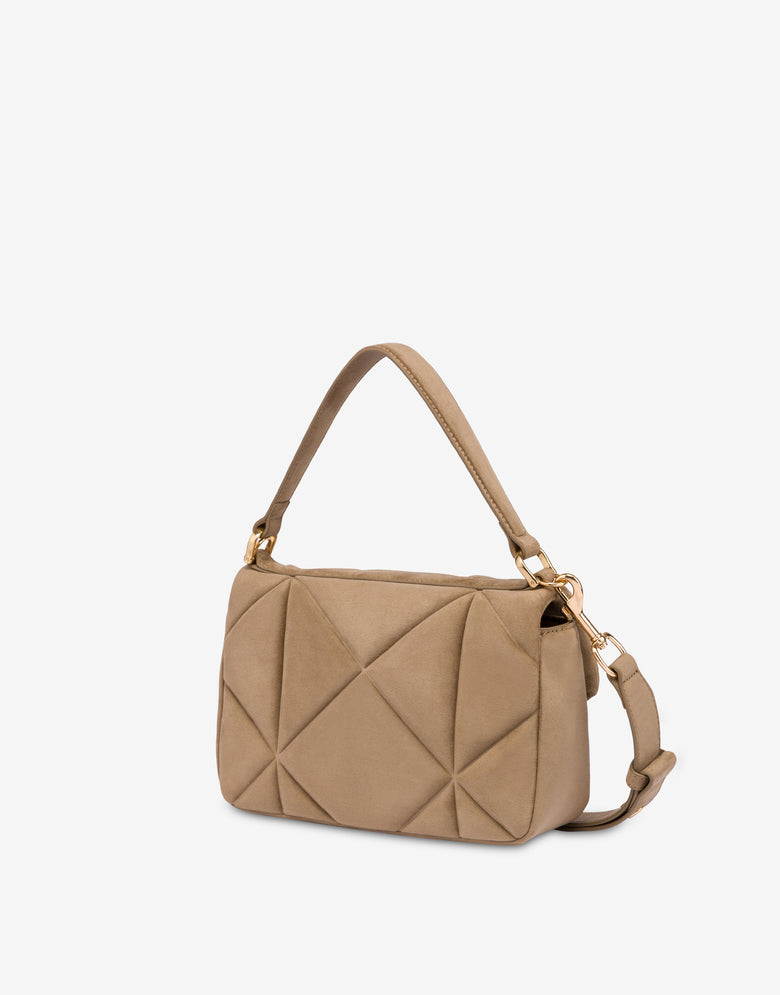 Quilted soft fabric hand bag Beige Love Moschino 1