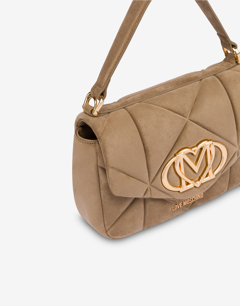 Quilted soft fabric hand bag Beige Love Moschino 3