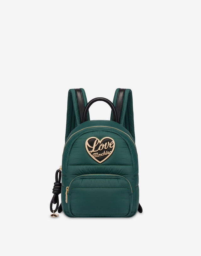 Quilted nylon small backpack Dark green Love Moschino 0