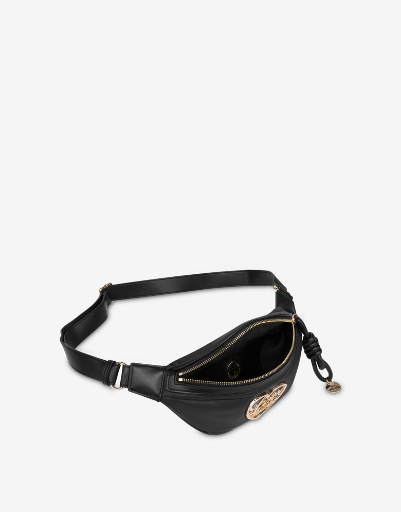 Quilted nylon fanny pack Black Love Moschino 2