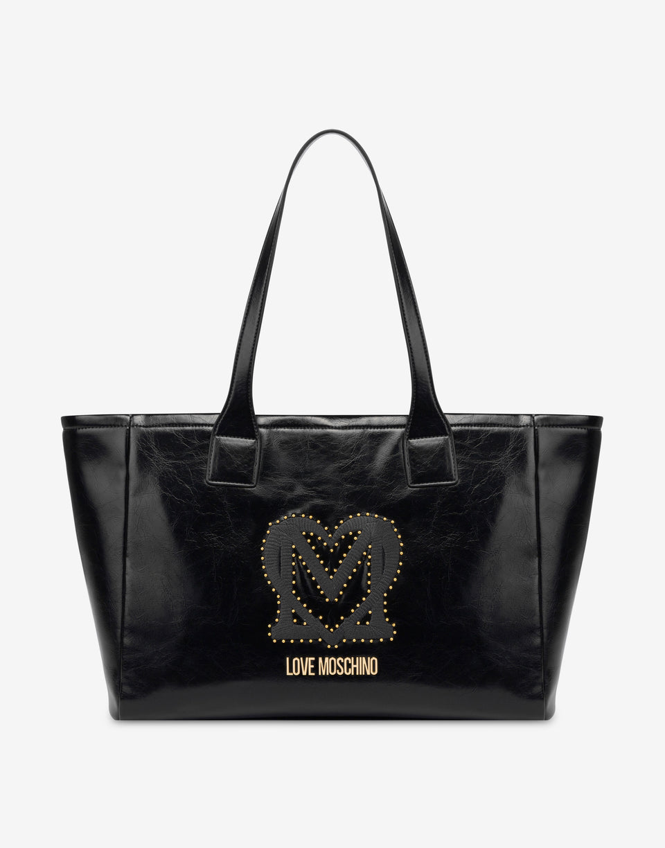 Embroidered soft fabric shopper Black Love Moschino 0