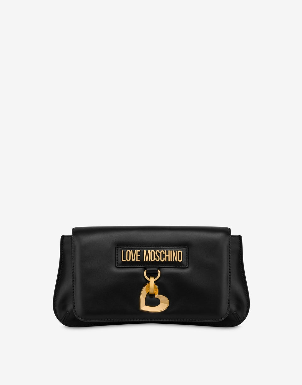 Clutch aus Kalbsleder in limitierter Auflage Schwarz Love Moschino 0