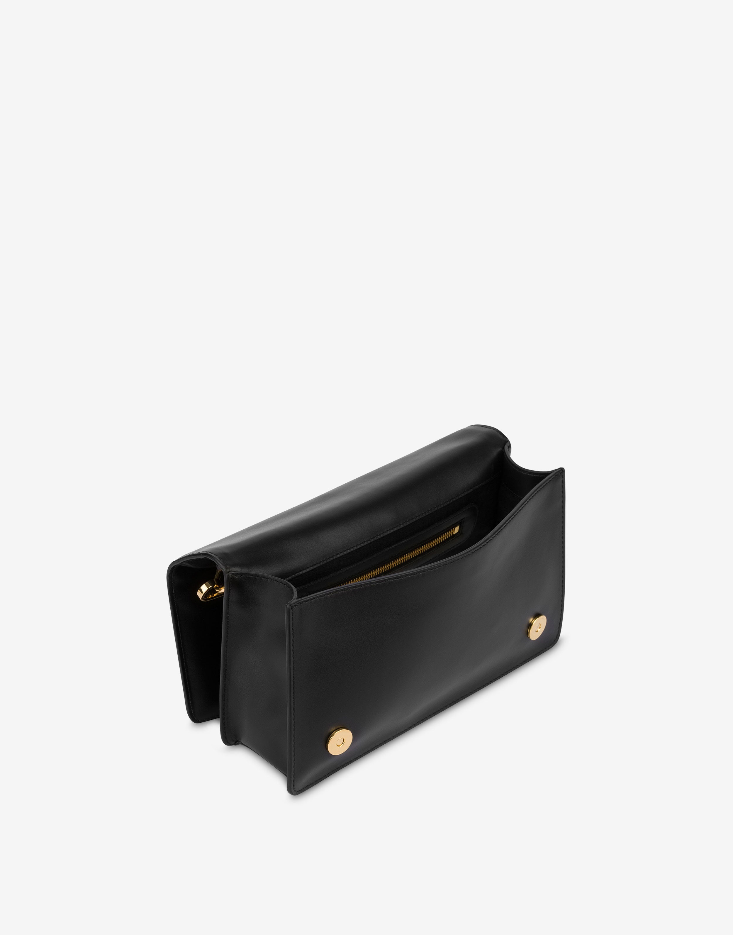 【関税＆送料込み】Moschino Bag Pochette MOSCHINO Black Canvas Logos Crossbody Shoulder Bag USED Auth