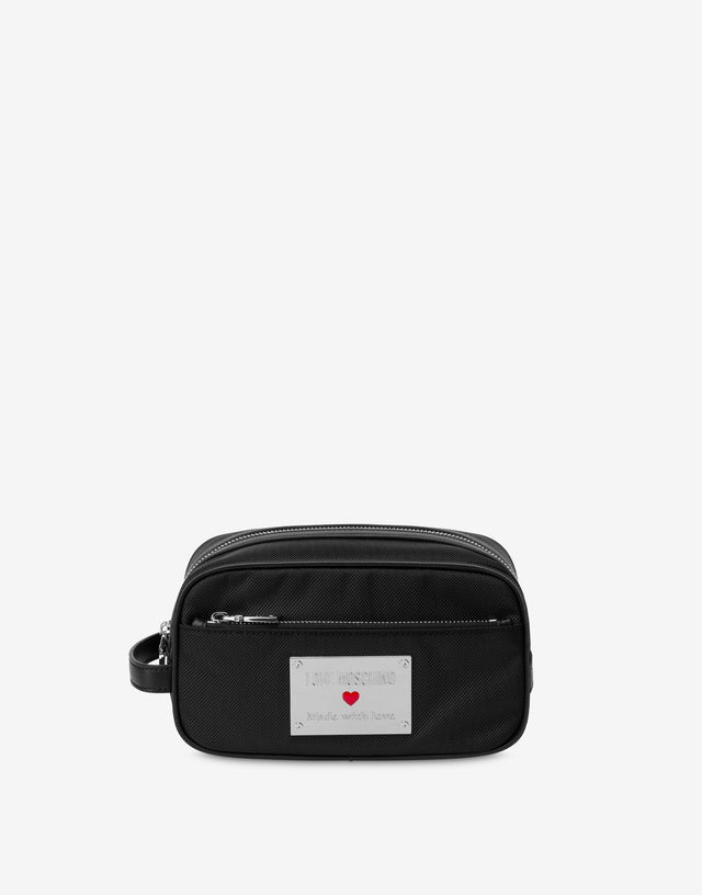 Trousse de toilette en nylon Noir Love Moschino 0
