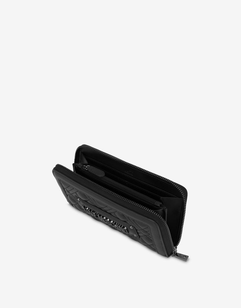 Portefeuille à contour zippé Quilted Noir Love Moschino 2