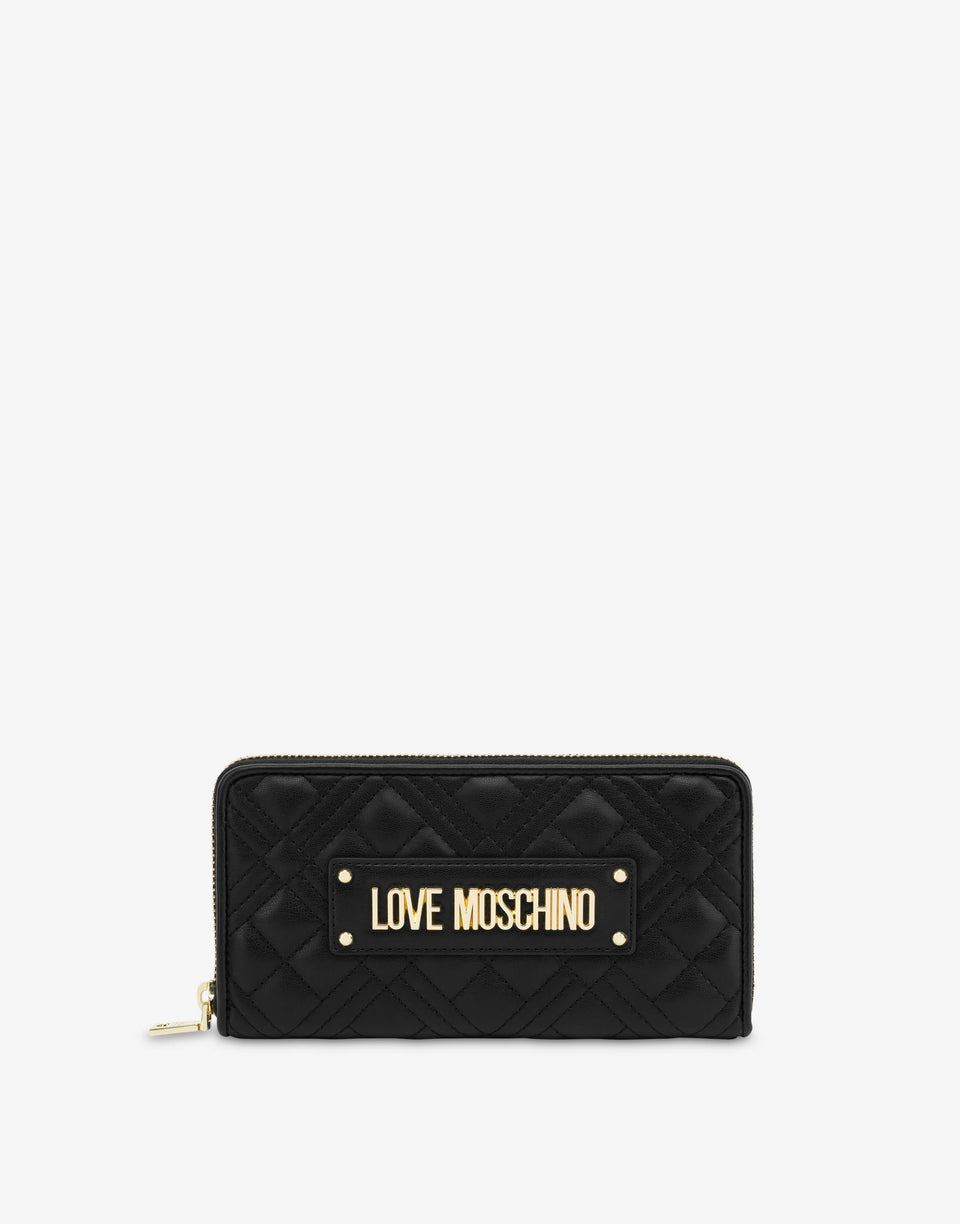 Portafoglio zip around trapuntato Nero Love Moschino 0