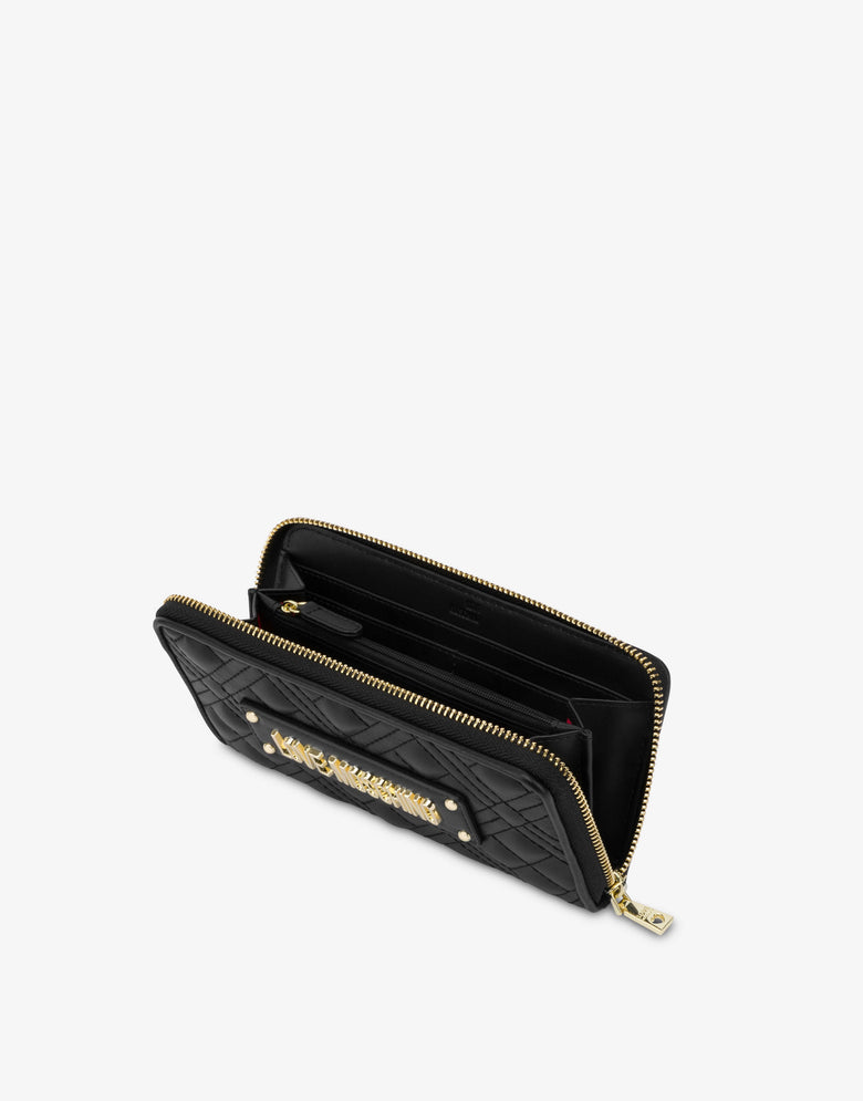 Portafoglio zip around trapuntato Nero Love Moschino 2
