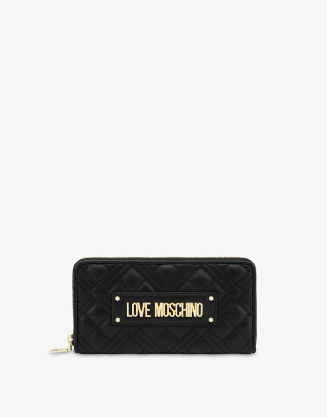 Quilted zip-around wallet Black Love Moschino 0