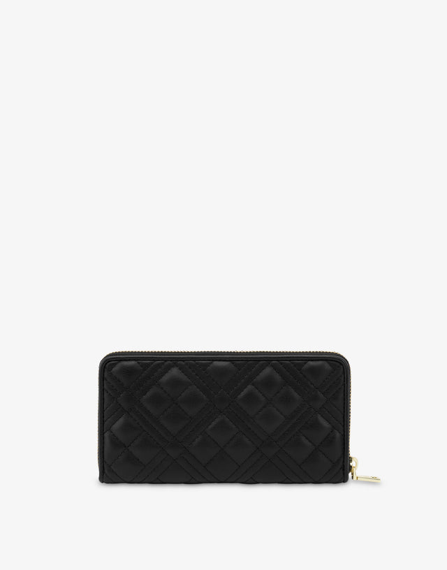 Quilted zip-around wallet Black Love Moschino 1